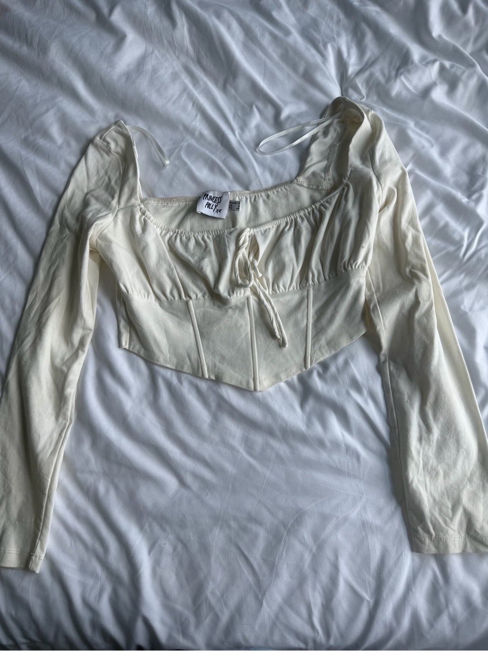 Off-White Long Sleeve Corset Top